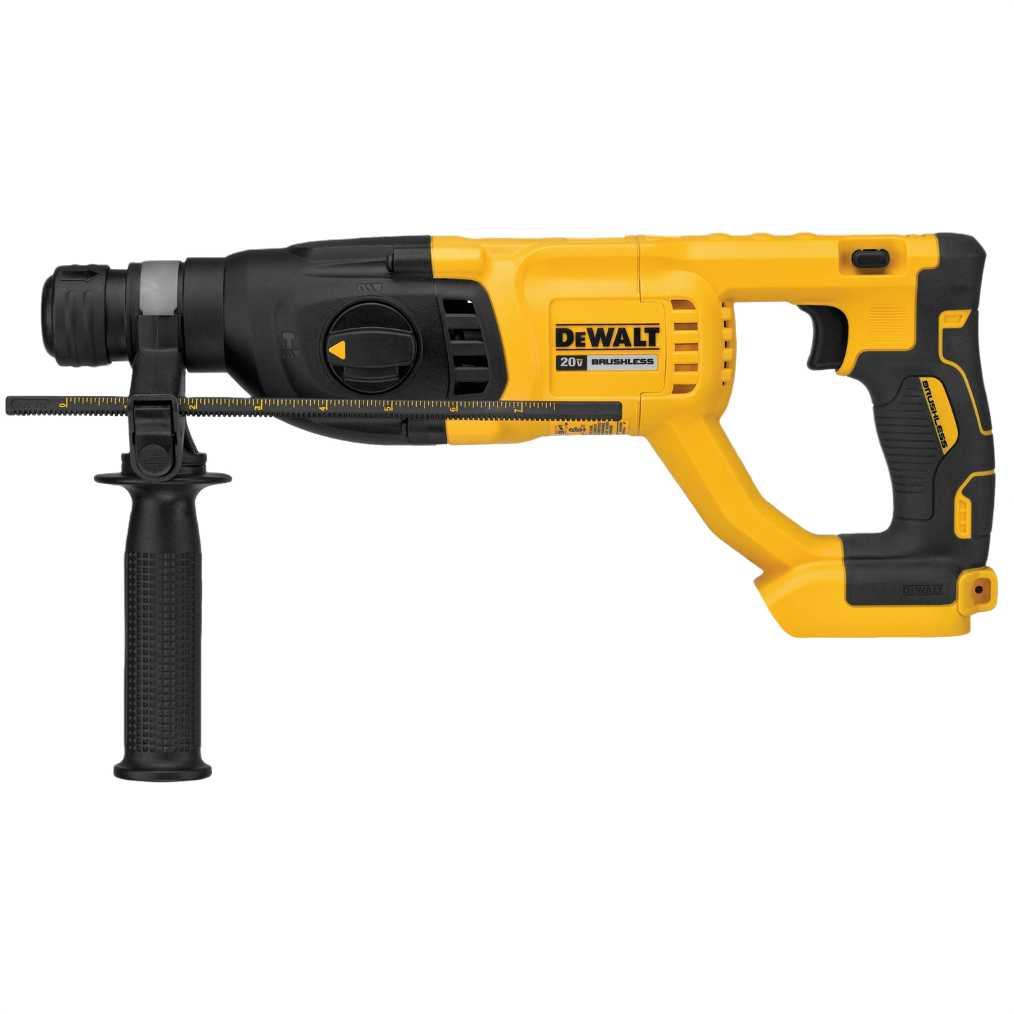Compact cordless rotary hammer with D-handle and side grip for heavy-duty home improvement and tools use