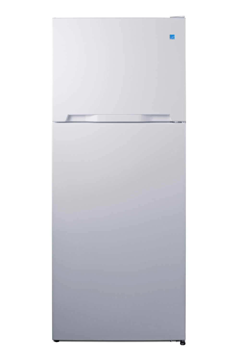 Front view of a white top-mount refrigerator freezer in the kitchen appliances and top freezer refrigerators collection