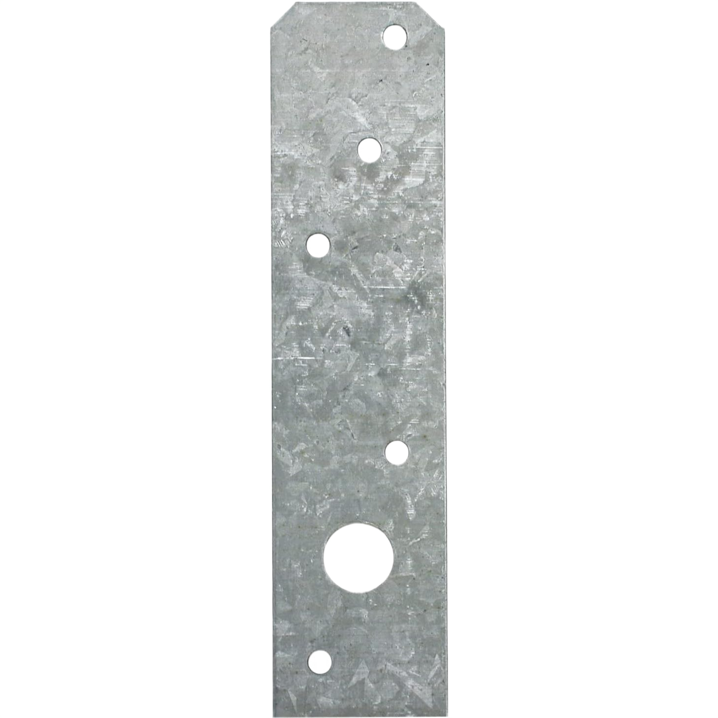Galvanized steel structural strap tie with multiple nail holes for wood-to-wood connection in building materials collection