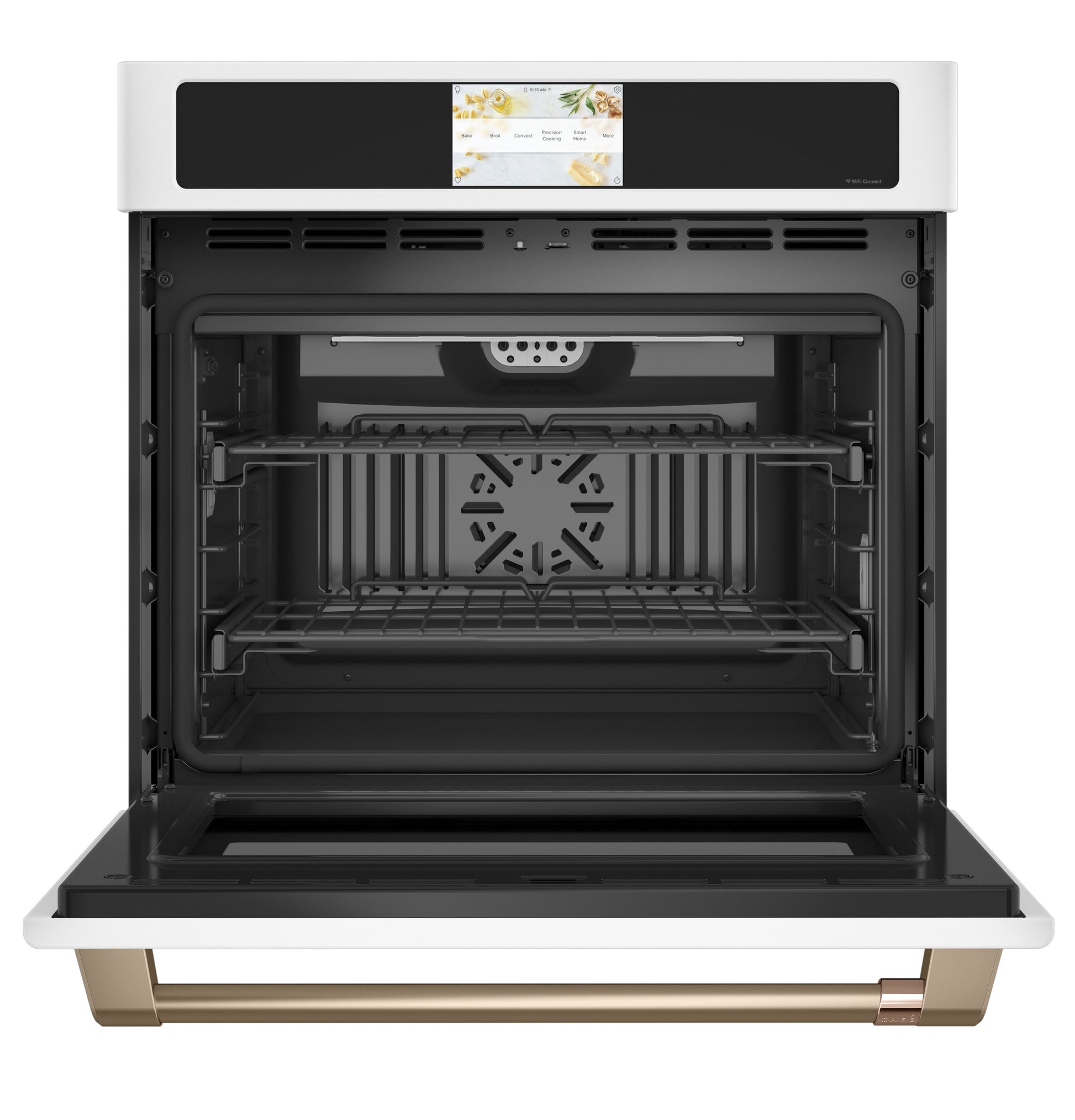 Smart built-in convection wall oven with touchscreen control and bronze handle in kitchen & kitchenware collection