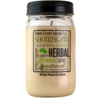24 oz jar candle with woody herbal scent, made from clean-burning American soybean wax for home decor accents
