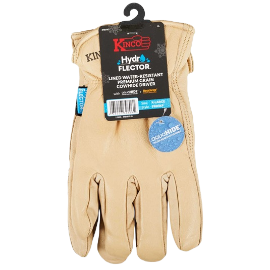 Pair of tan water-resistant full grain cowhide work gloves with thermal insulation for hardware and safety tasks under $50