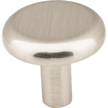 Satin nickel cabinet knob with smooth rounded top and brushed finish for home improvement projects