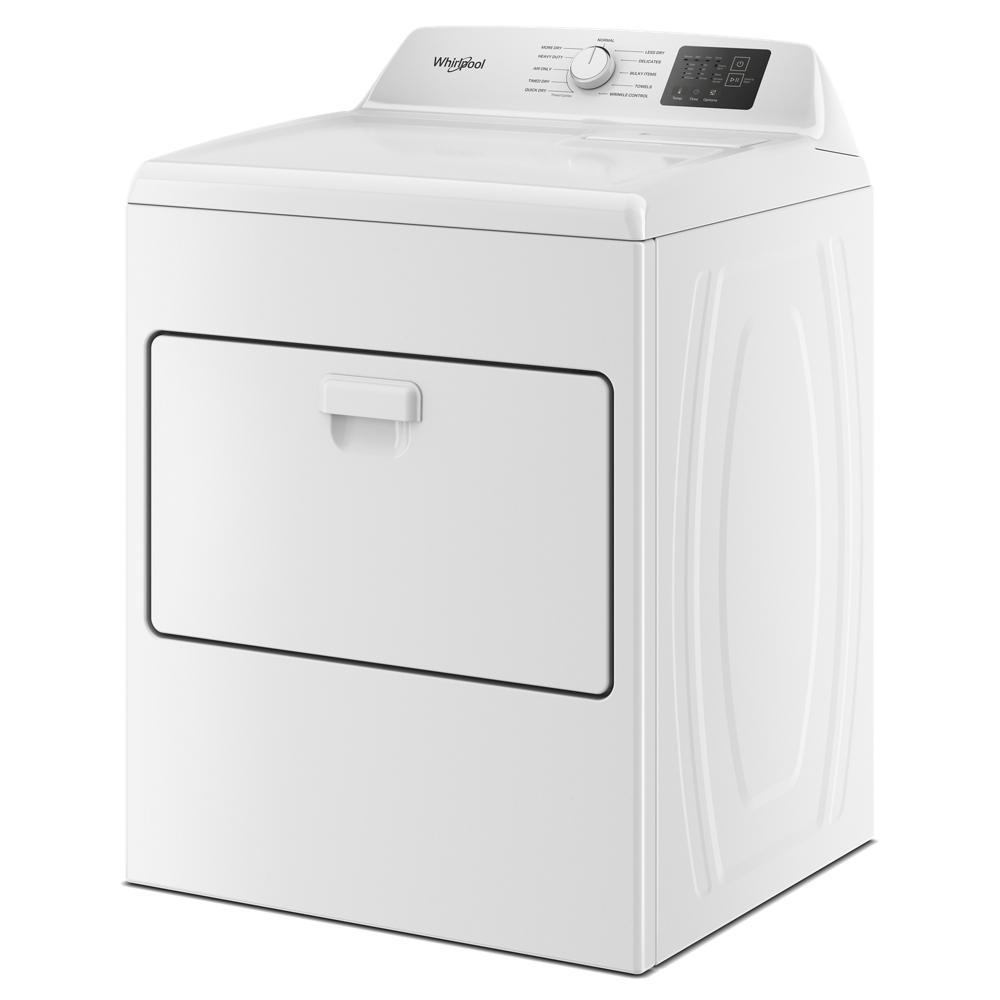 White vented top load gas dryer with digital display and control knob in dryers and appliances collection