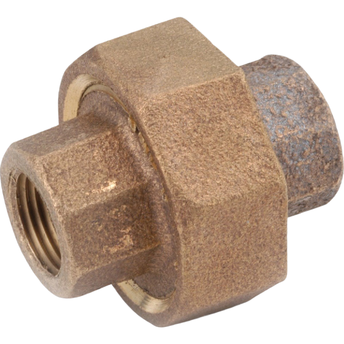 Red brass threaded union fitting for plumbing, suitable for pipes and under $50 collections in home improvement tools