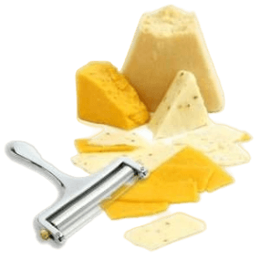 Polished metal cheese slicer with adjustable wire and ergonomic handle, part of kitchen gadgets and kitchenware collections under $50
