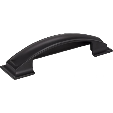 Matte black cup pull handle with pillow top design for cabinets in hardware and furniture accessories collections