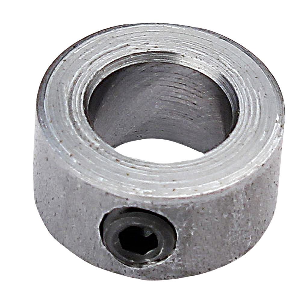 Metal bearing lock collar with hex set screw for securing 1/4 inch shank bits in tool accessories collections