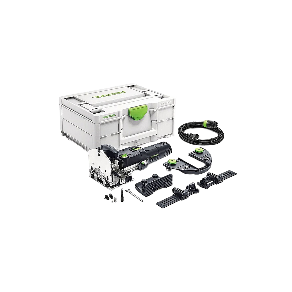 Compact woodworking joiner set with precision cutting tool, accessories, and durable storage case in power tools collection