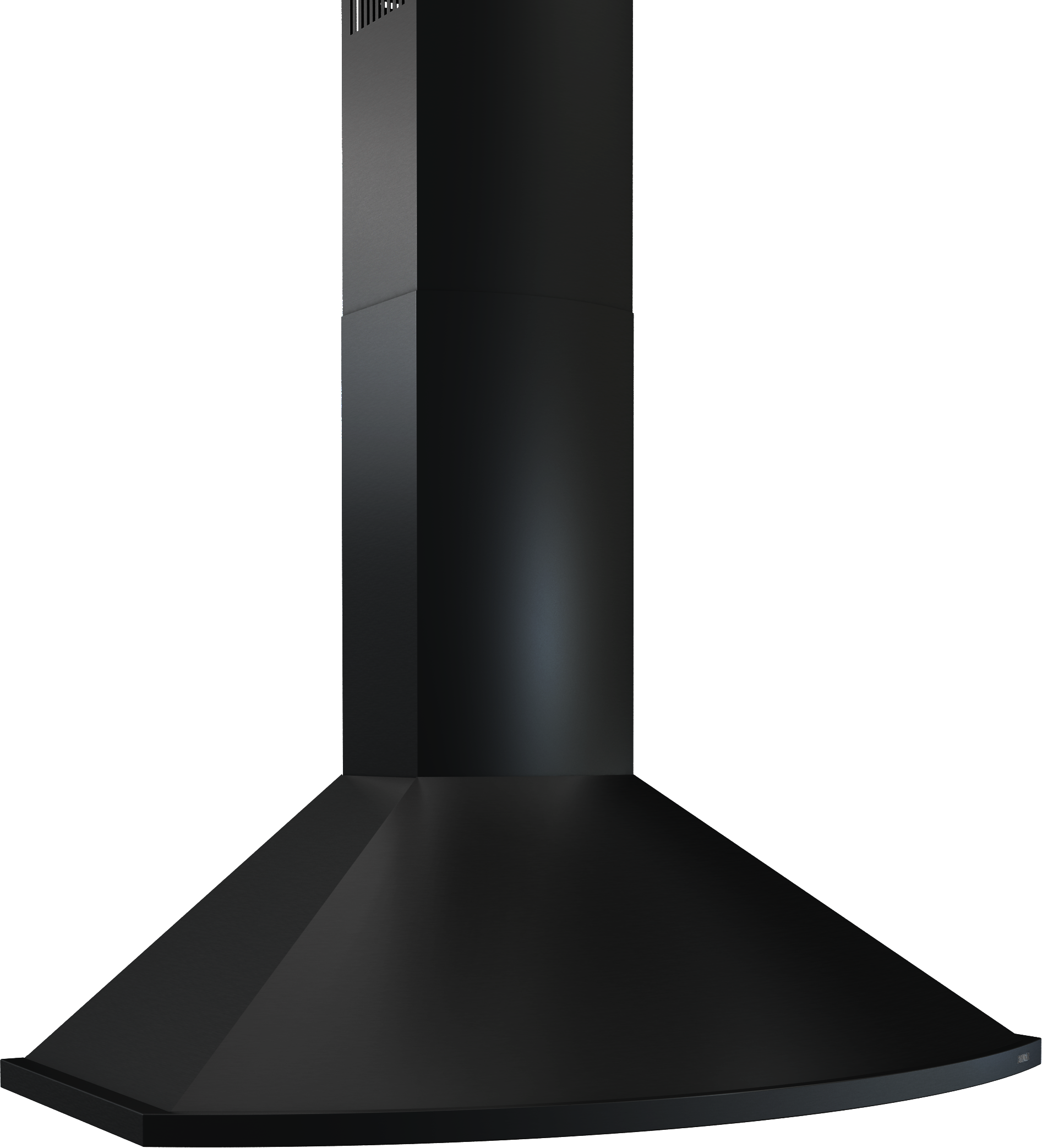 Black powder-coated semi-circular chimney hood with chimney vent for kitchen ventilation in Home Improvement Tools collection