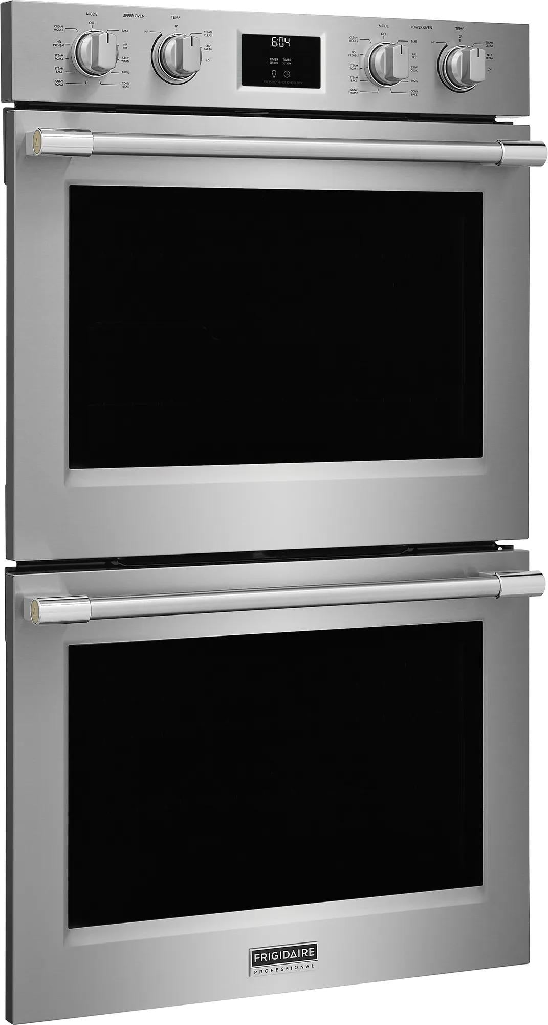 Stainless steel double wall oven with total convection system and digital display from kitchen appliances collection