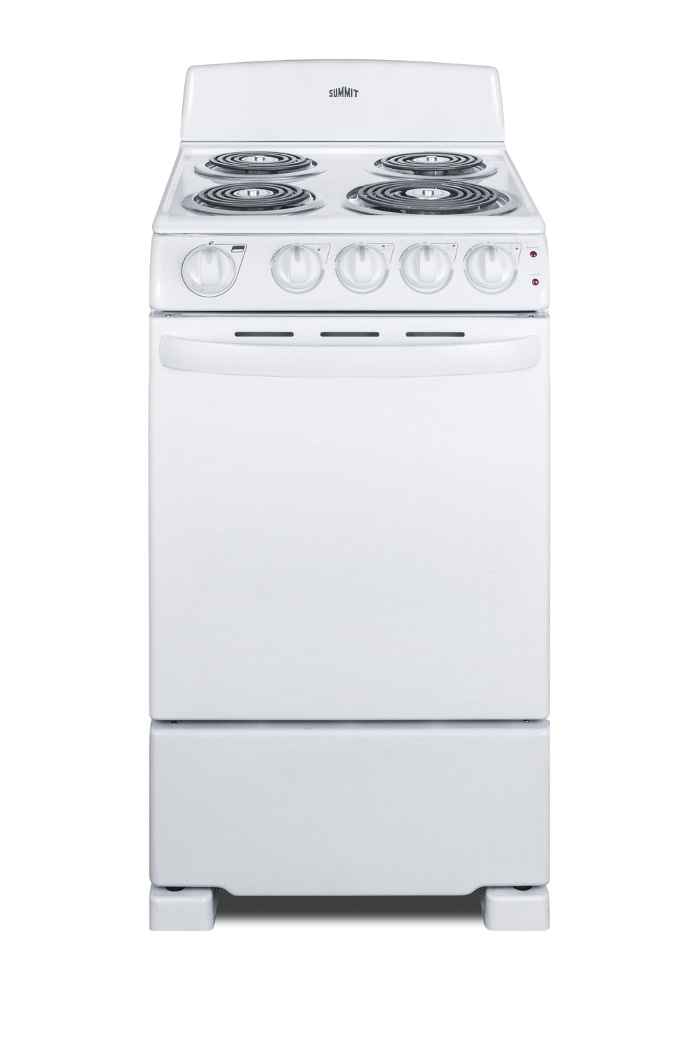 compact white electric coil range with four burners and control knobs in ranges and kitchen appliances collection