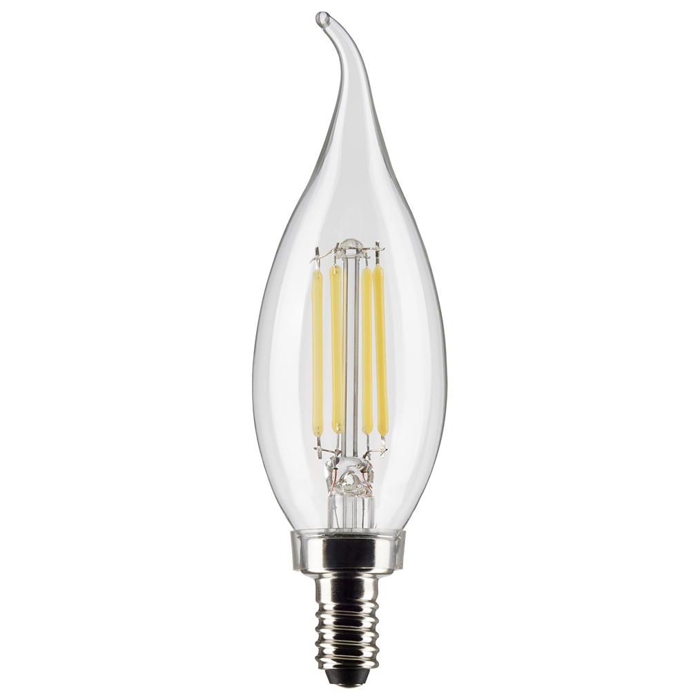 Clear decorative flame-shaped LED light bulb with silver screw base in LED Light Bulbs and Electrical collections