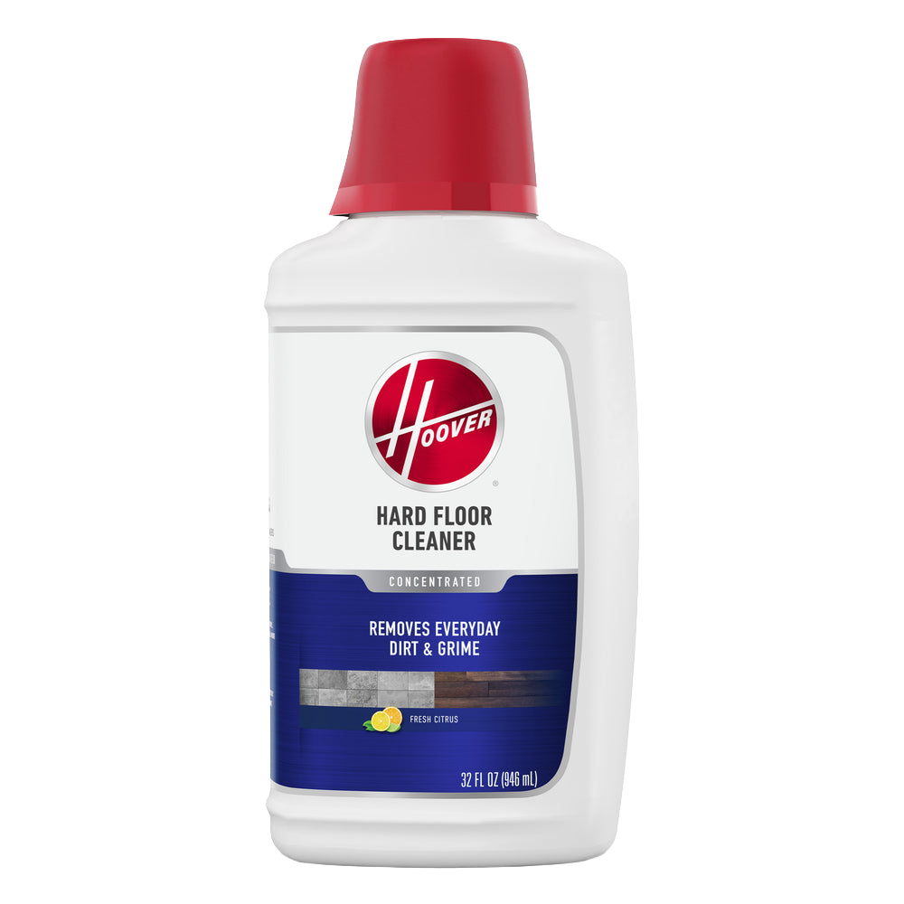 White plastic bottle of concentrated citrus-scented hard floor cleaner for commercial and home floor care use