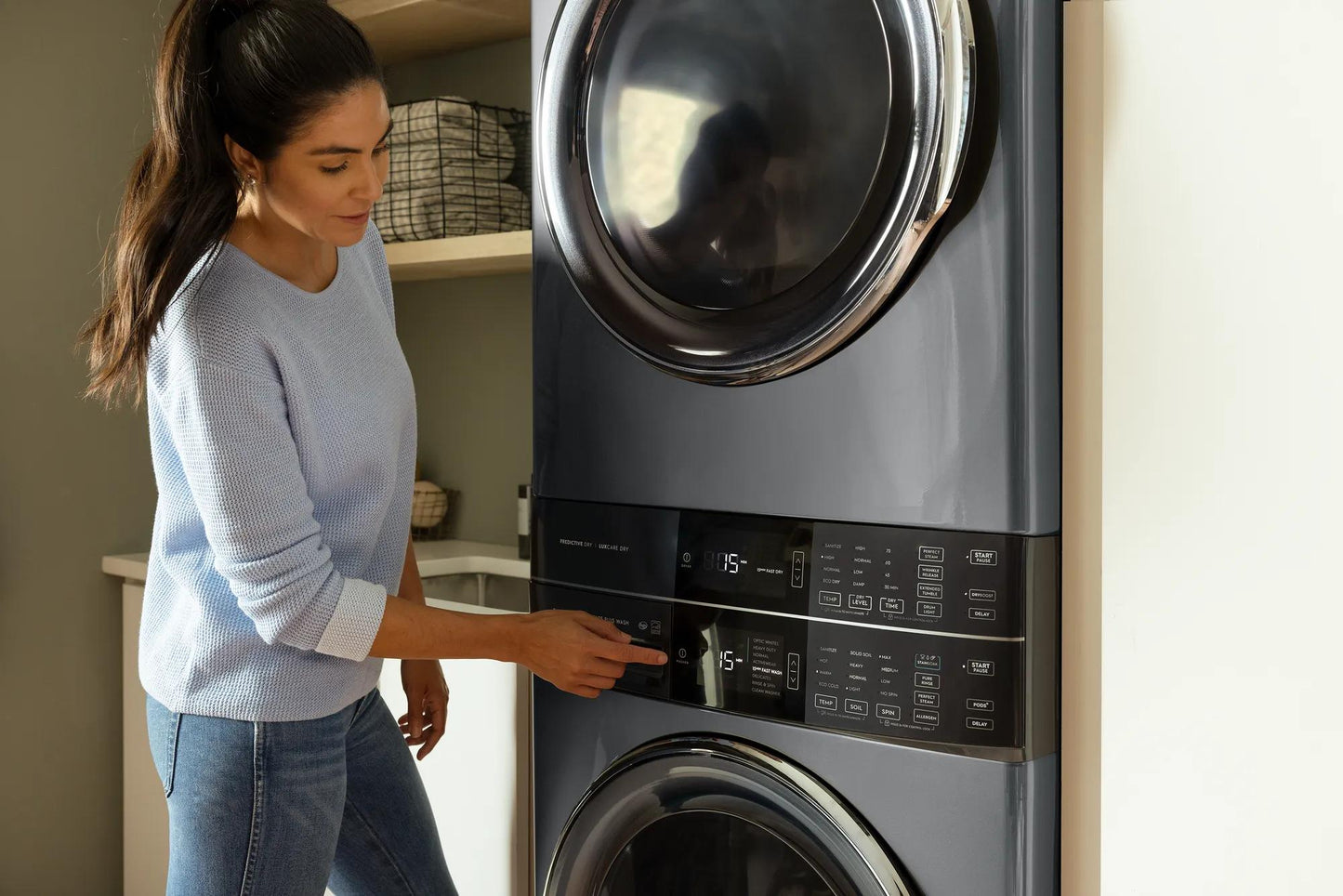 Laundry Tower Single Unit Front Load 4.5 Cu. Ft. Washer & 8 Cu. Ft. Electric Dryer