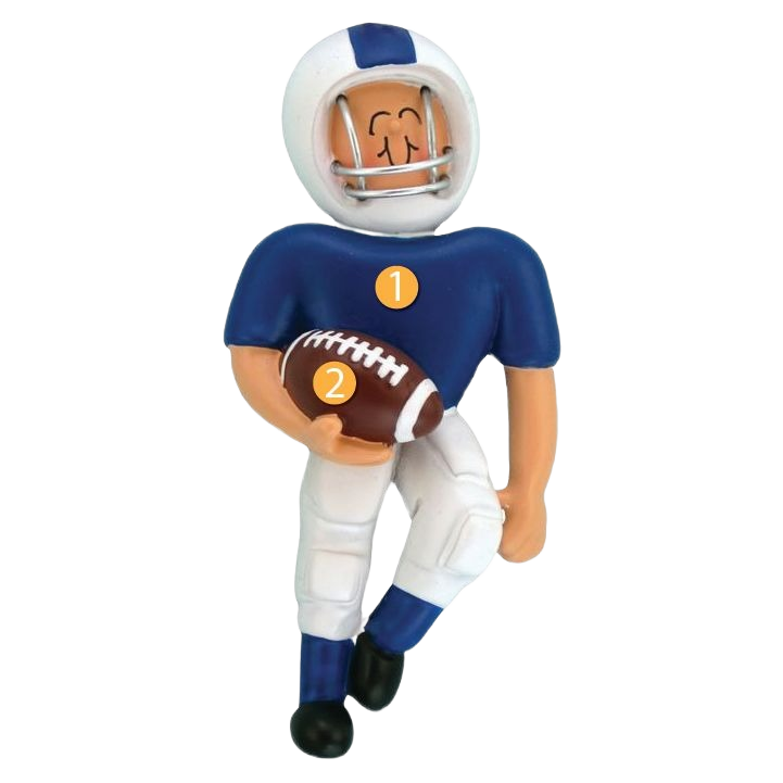 Blue football player figurine holding ball wearing helmet from Christmas Ornaments & Tree Decorations collection