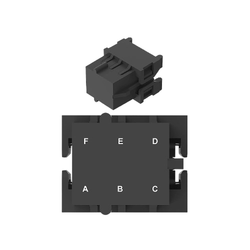 Black six-cavity external electrical connector assembly for John Deere equipment in parts and lubricants collection