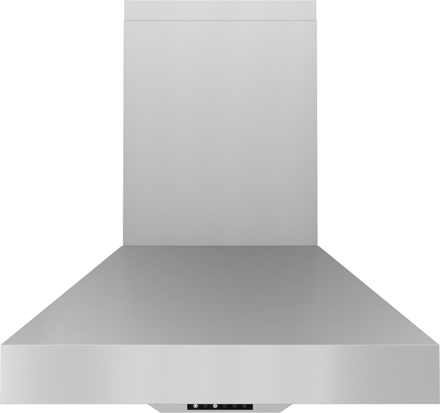Stainless steel wall-mounted range hood with LED lighting for kitchen ventilation and home improvement use