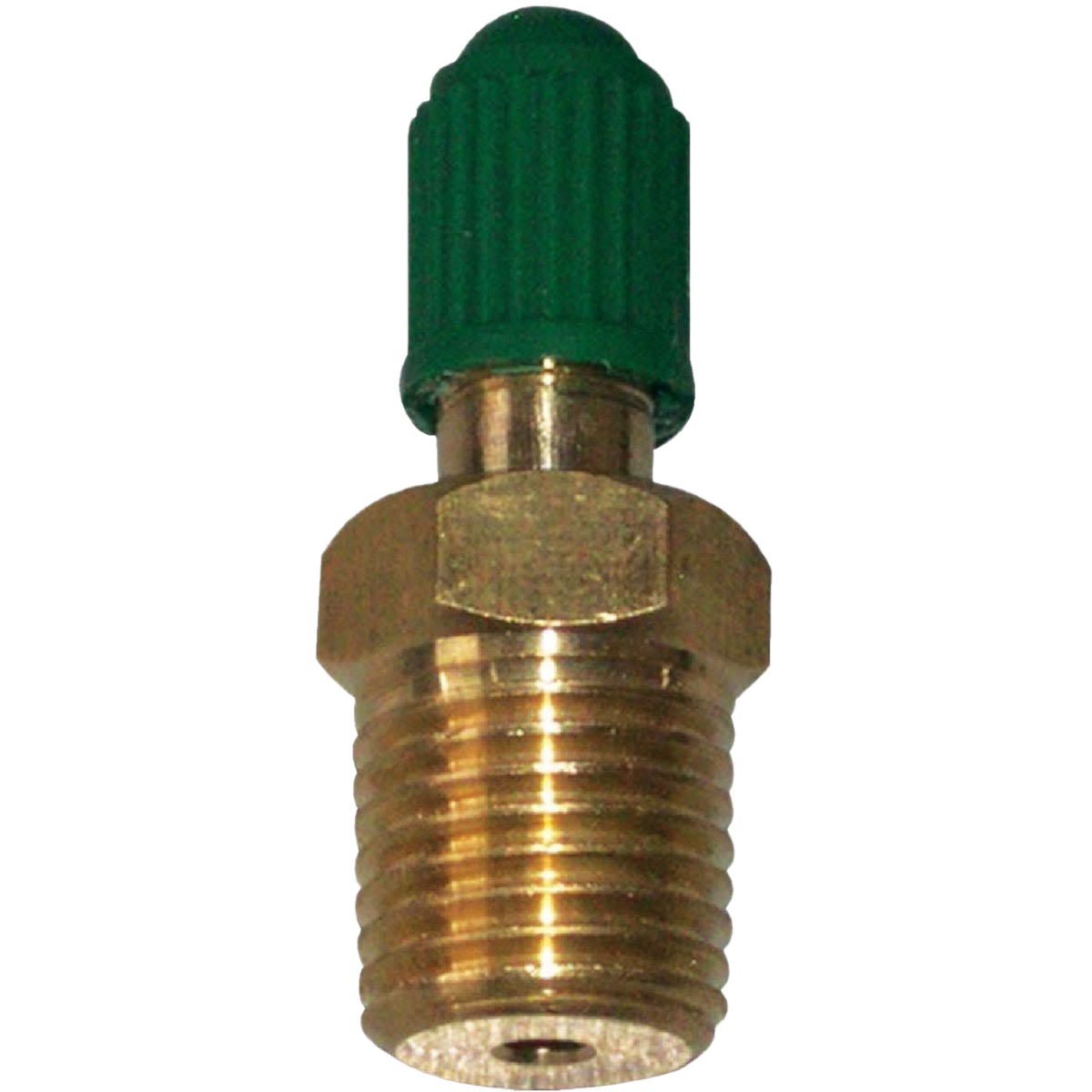 Brass pneumatic air intake valve with green plastic cap for water pump accessories and plumbing tools collections