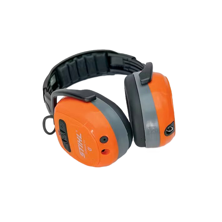 Orange and black Bluetooth-enabled hearing protection earmuffs designed for noise reduction in tools and home improvement tasks