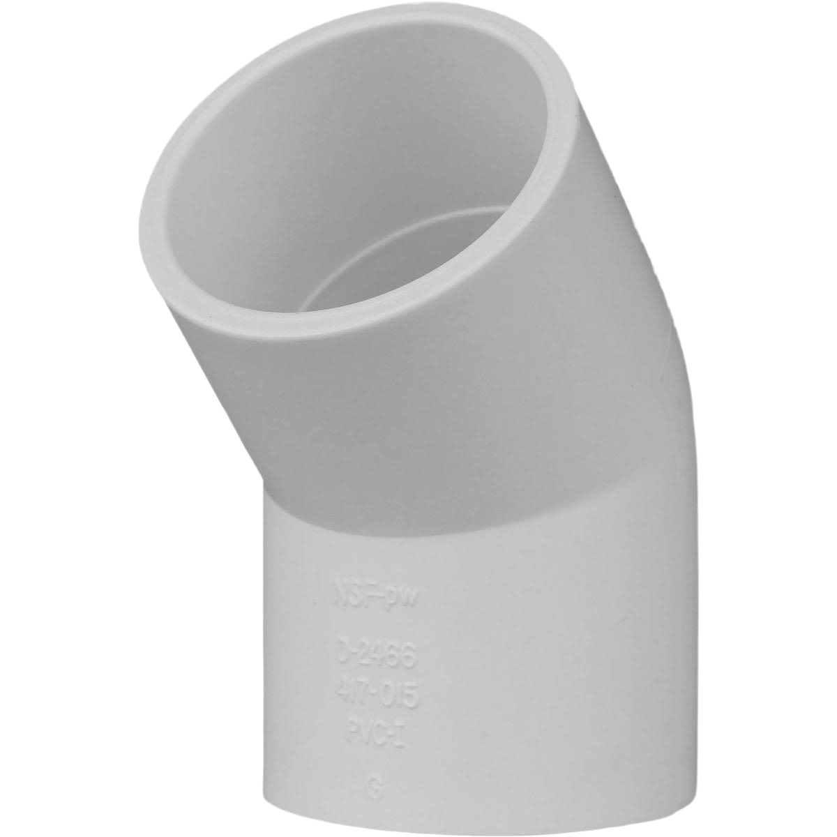 White 1-1/2 inch PVC elbow fitting at 45 degrees for plumbing in pipes & fittings under $50 collection