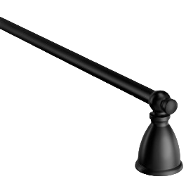Matte black towel bar with rounded decorative end mounts for bathroom home improvement projects