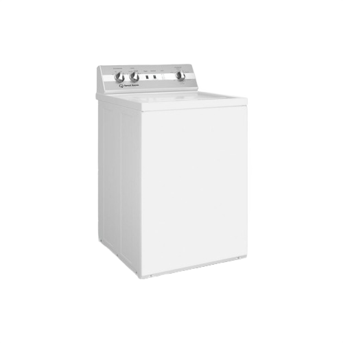 White 26-inch top load washer with control panel and knobs for home improvement and laundry tasks