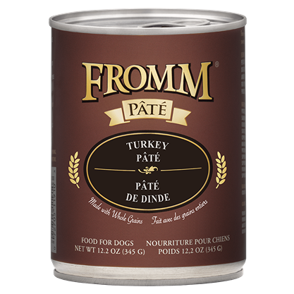 Can of Fromm Gold turkey pate dog food with detailed labeling in the pet food and supplies category