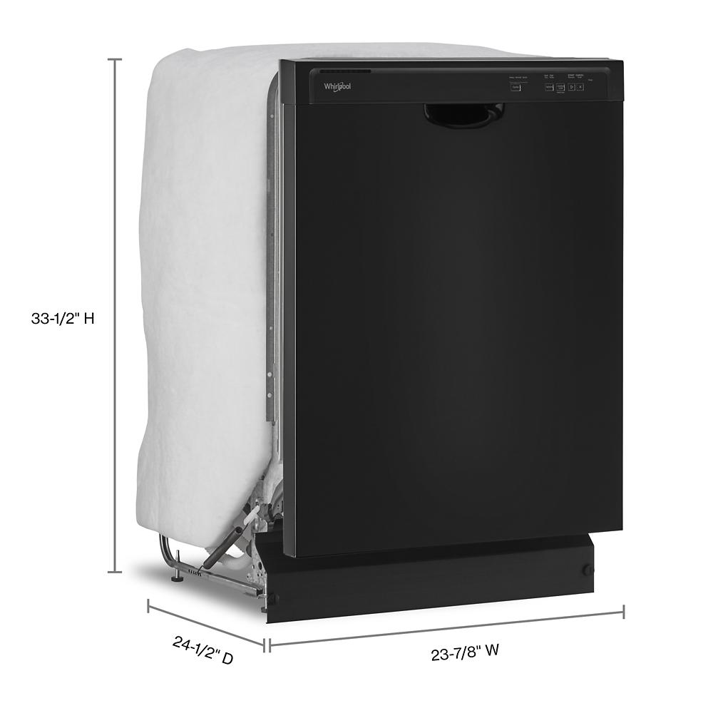 Black freestanding dishwasher with control panel and sound insulation for kitchen appliances collection