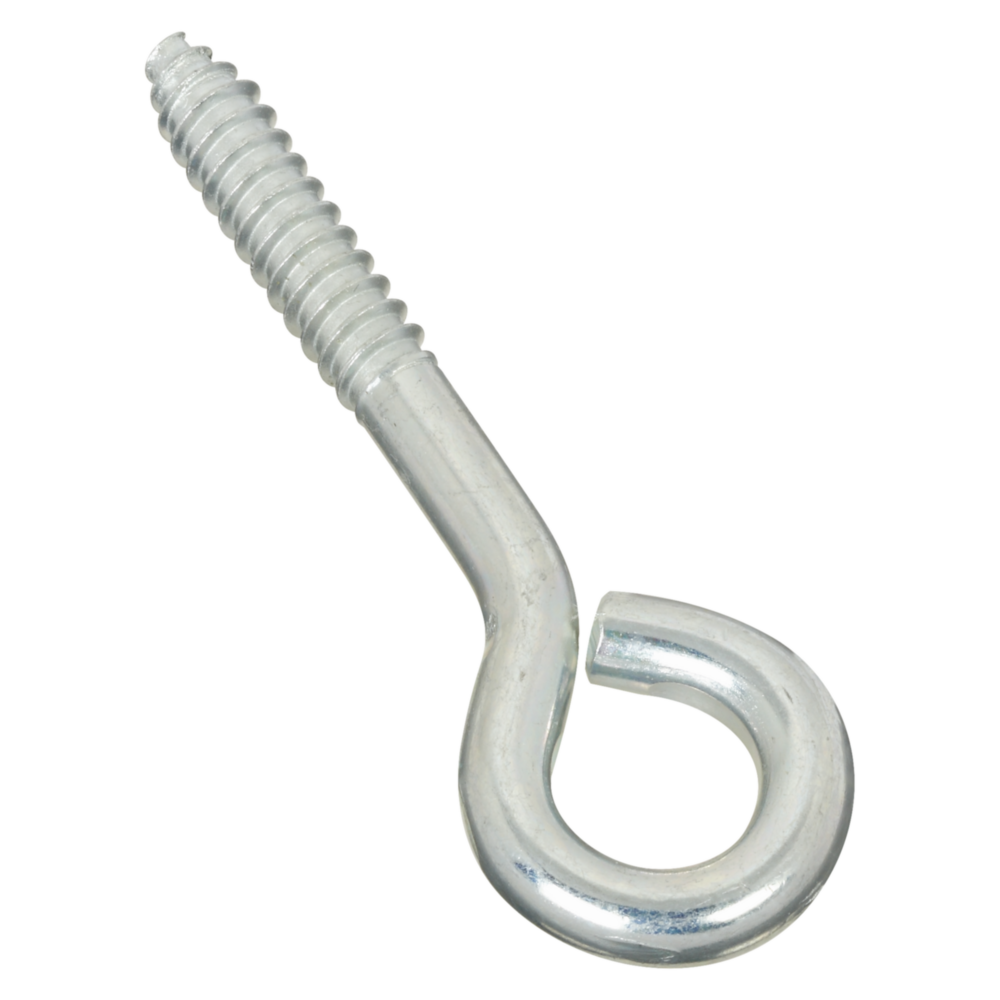 Zinc-coated lag screw eye with threaded shank for secure fastening in hardware and fastener collections under $50
