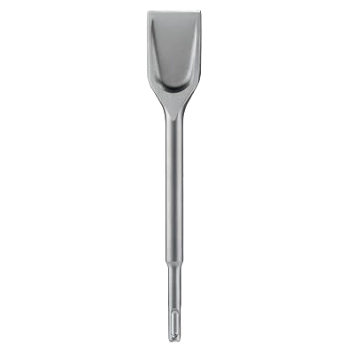 Wide Bosch SDS-Plus chisel bit in steel for hammer drills, ideal for home improvement and power tool accessories collections