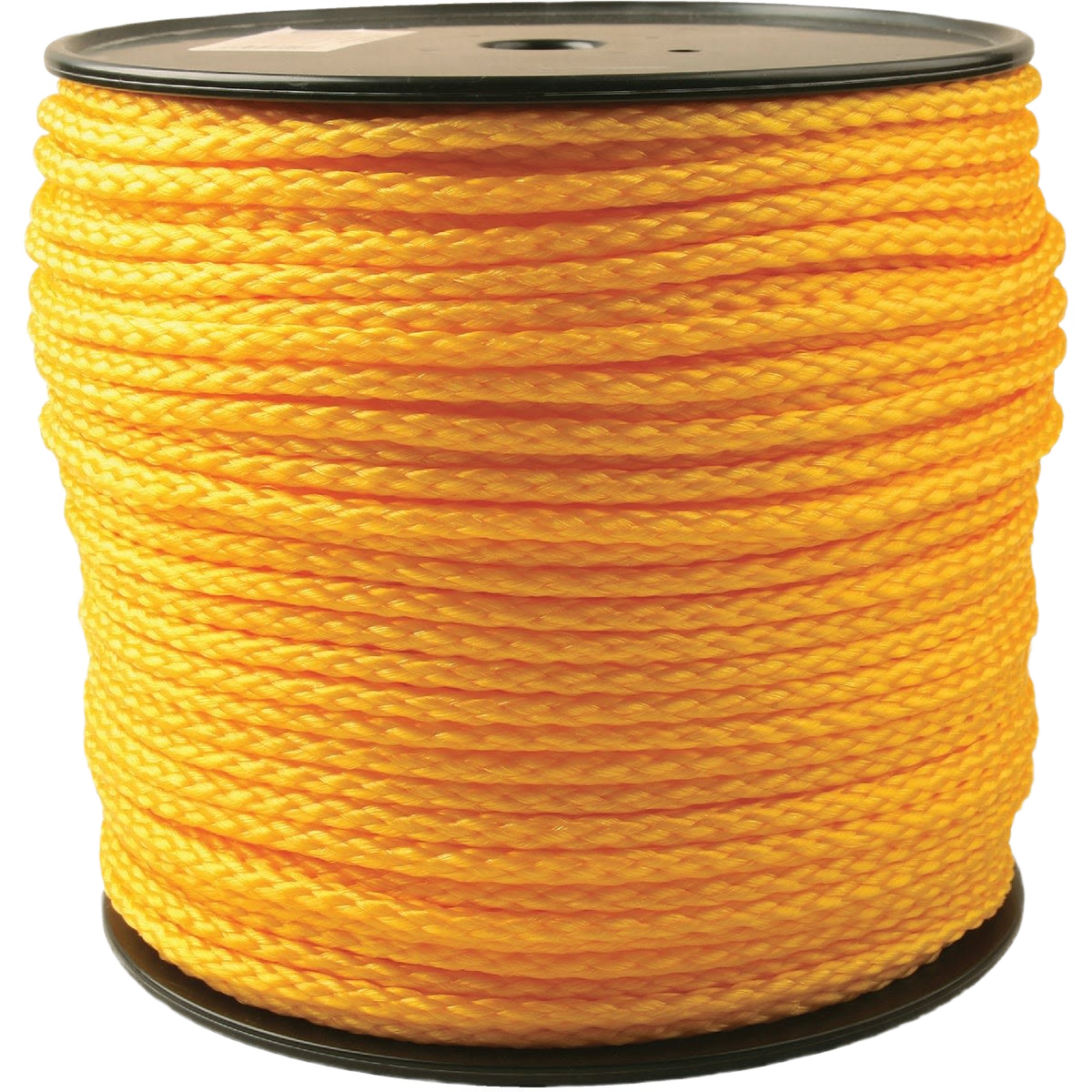 Spool of bright yellow braided polypropylene rope suitable for various home improvement and tool projects