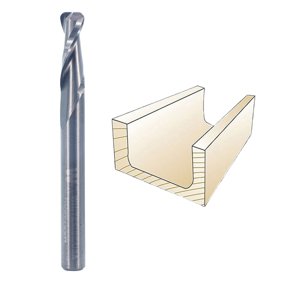 Upcut spiral CNC router bit with cove nose design for precise woodworking in tool accessories and CNC collections