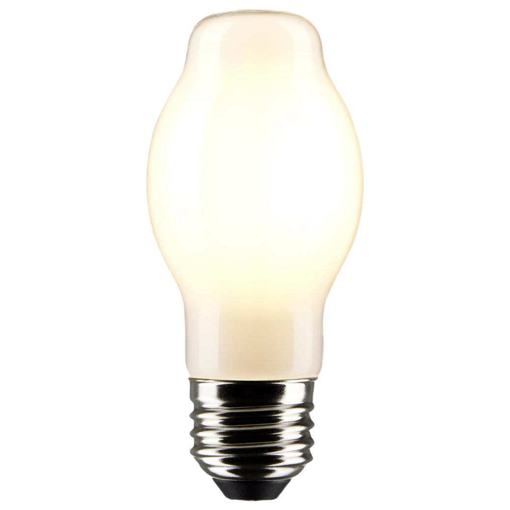Energy-efficient 8 watt BT15 LED light bulb with medium base emitting natural white light for home improvement use