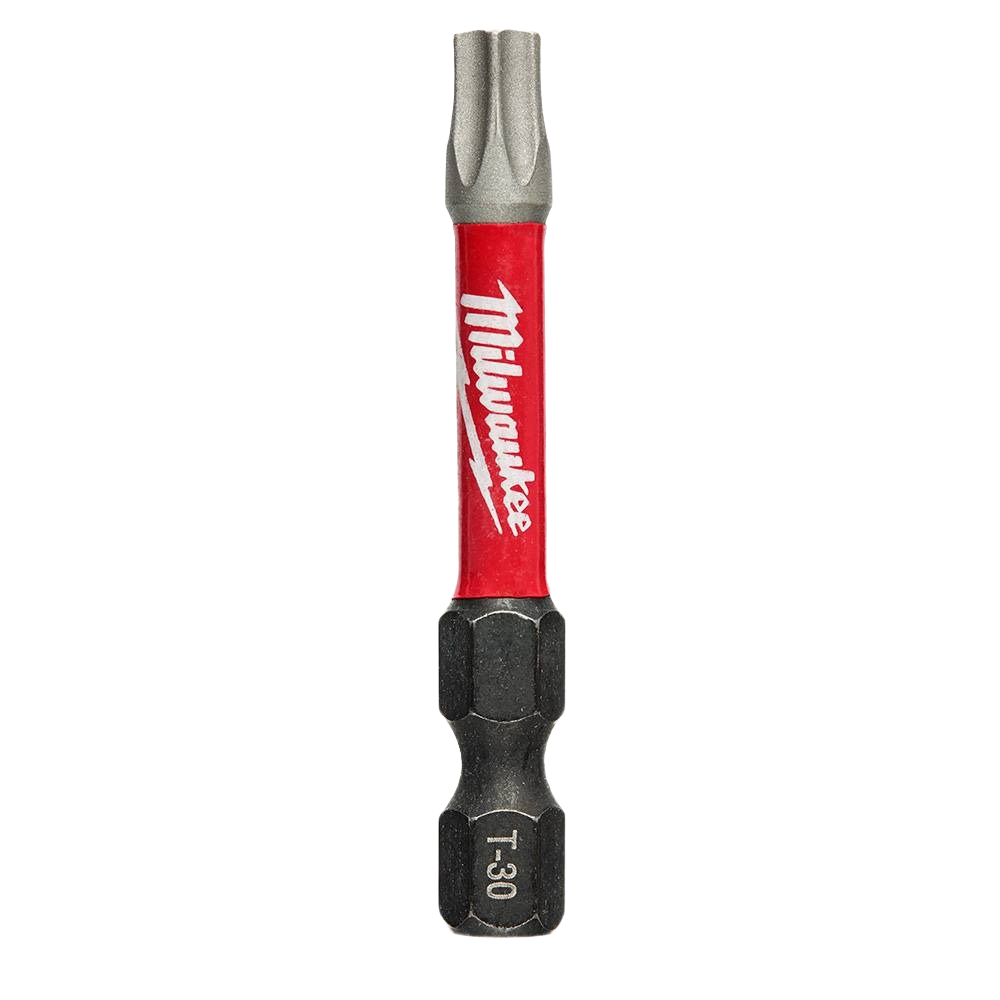 Red Milwaukee impact duty T30 TORX bit with Wear Guard Tip technology for power tool accessories and drill bits collections