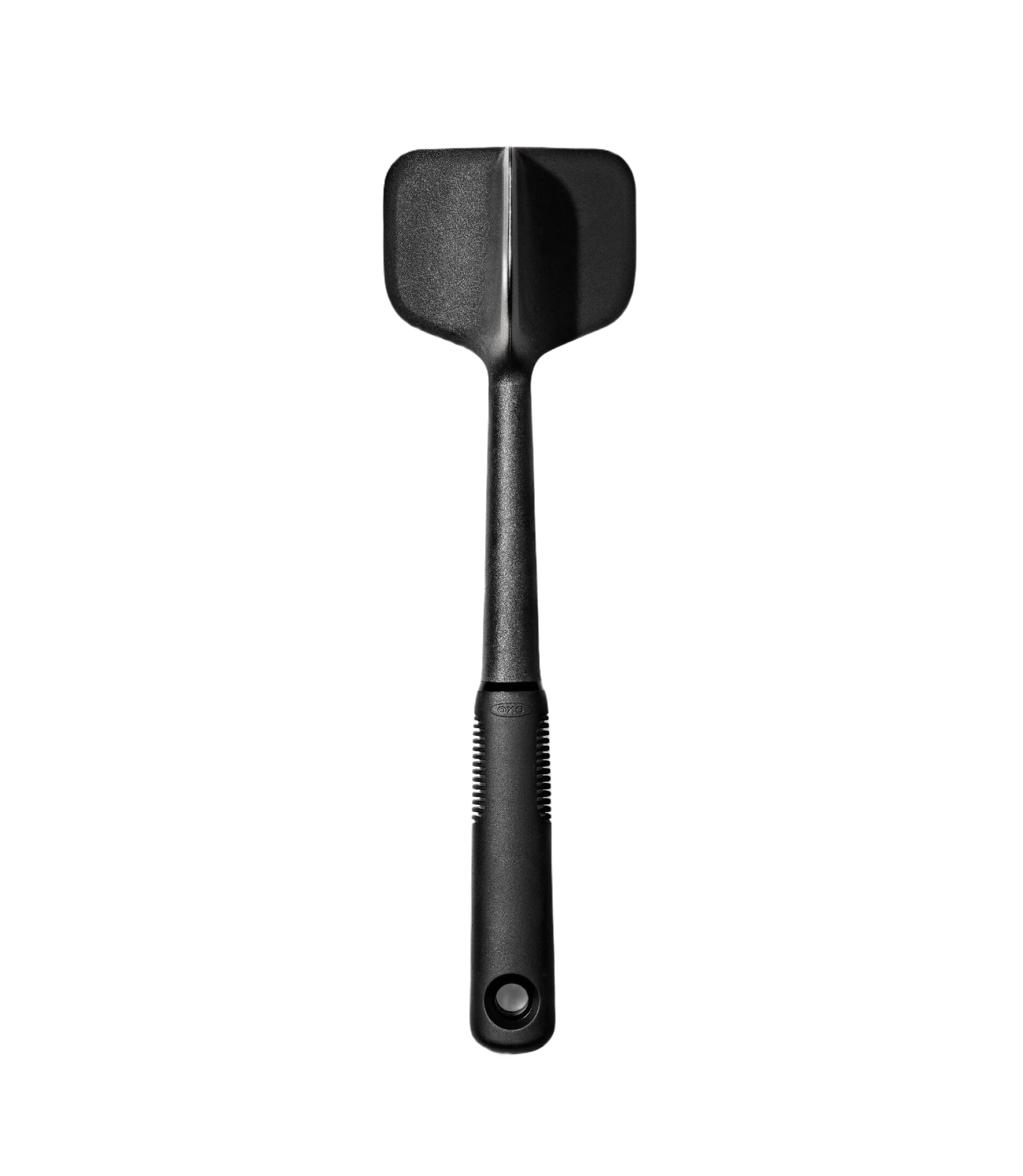 Black kitchen meat chopper and turner with ergonomic handle for easy stirring and breaking up ground meat in cooking utensils collection