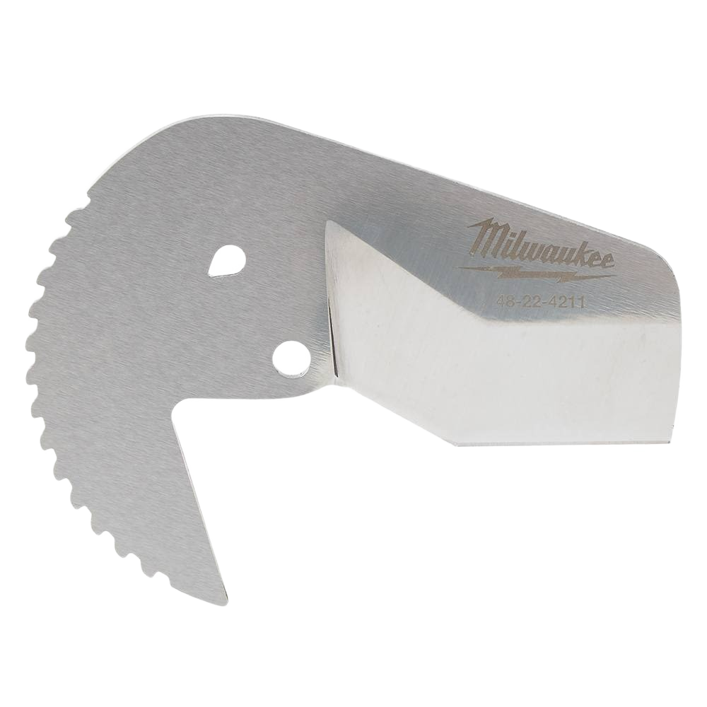Silver metal replacement blade for ratcheting pipe cutter in plumbing tools and home improvement collections