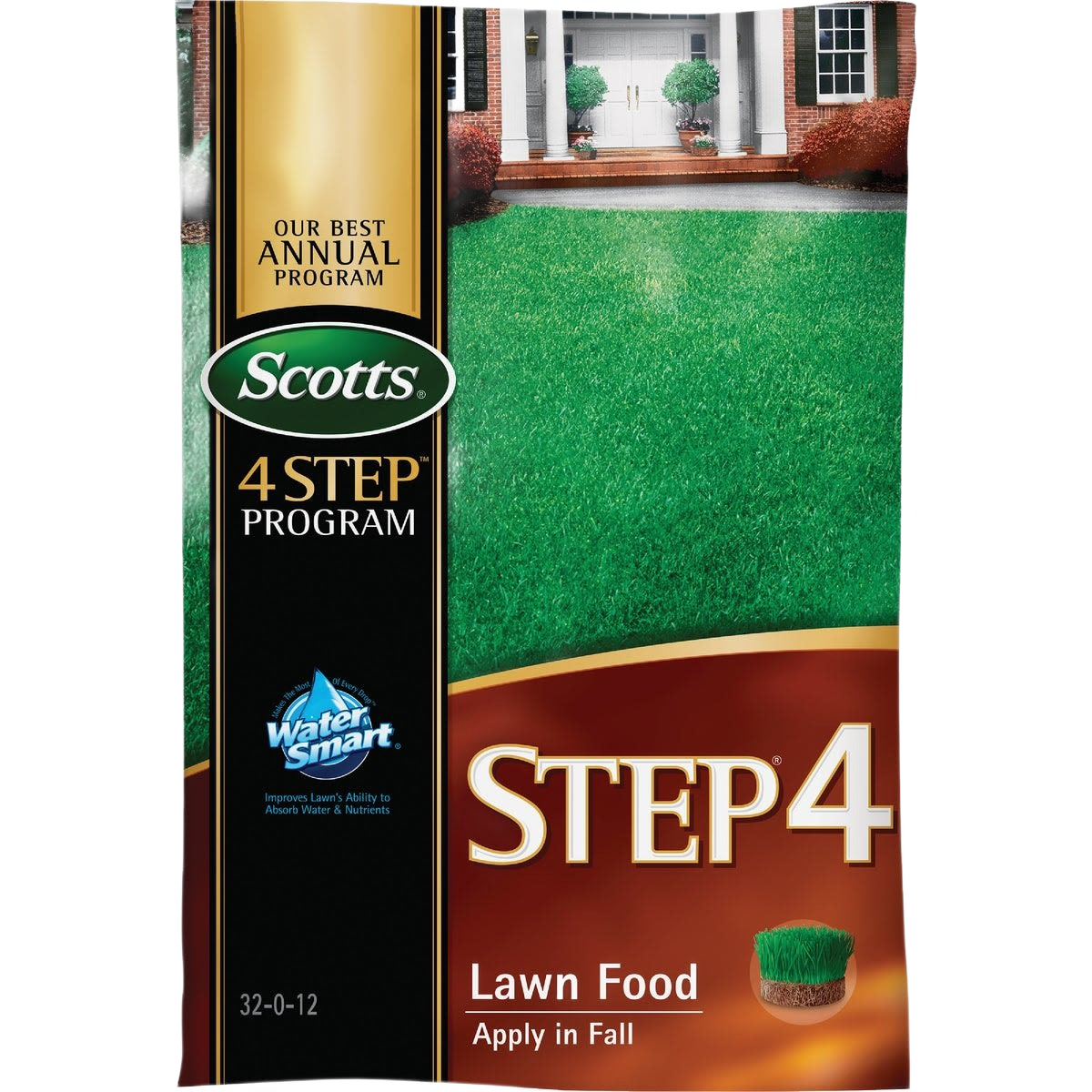 Bag of Scotts fall lawn food fertilizer with nutrient boost for healthy grass in home improvement lawn care