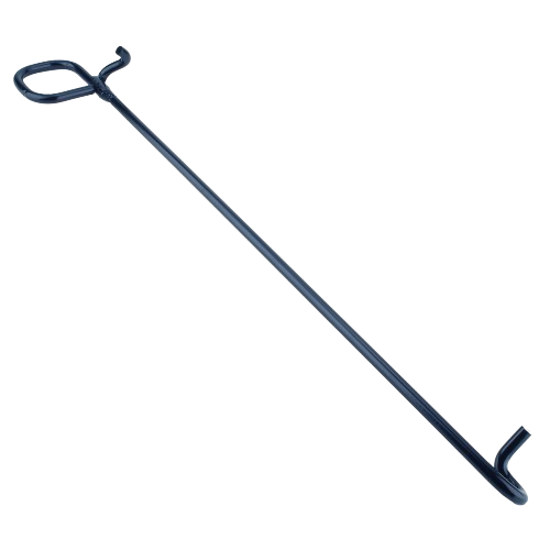 Black metal cargo box latch rod with curved hook ends for right-hand side use in home improvement projects