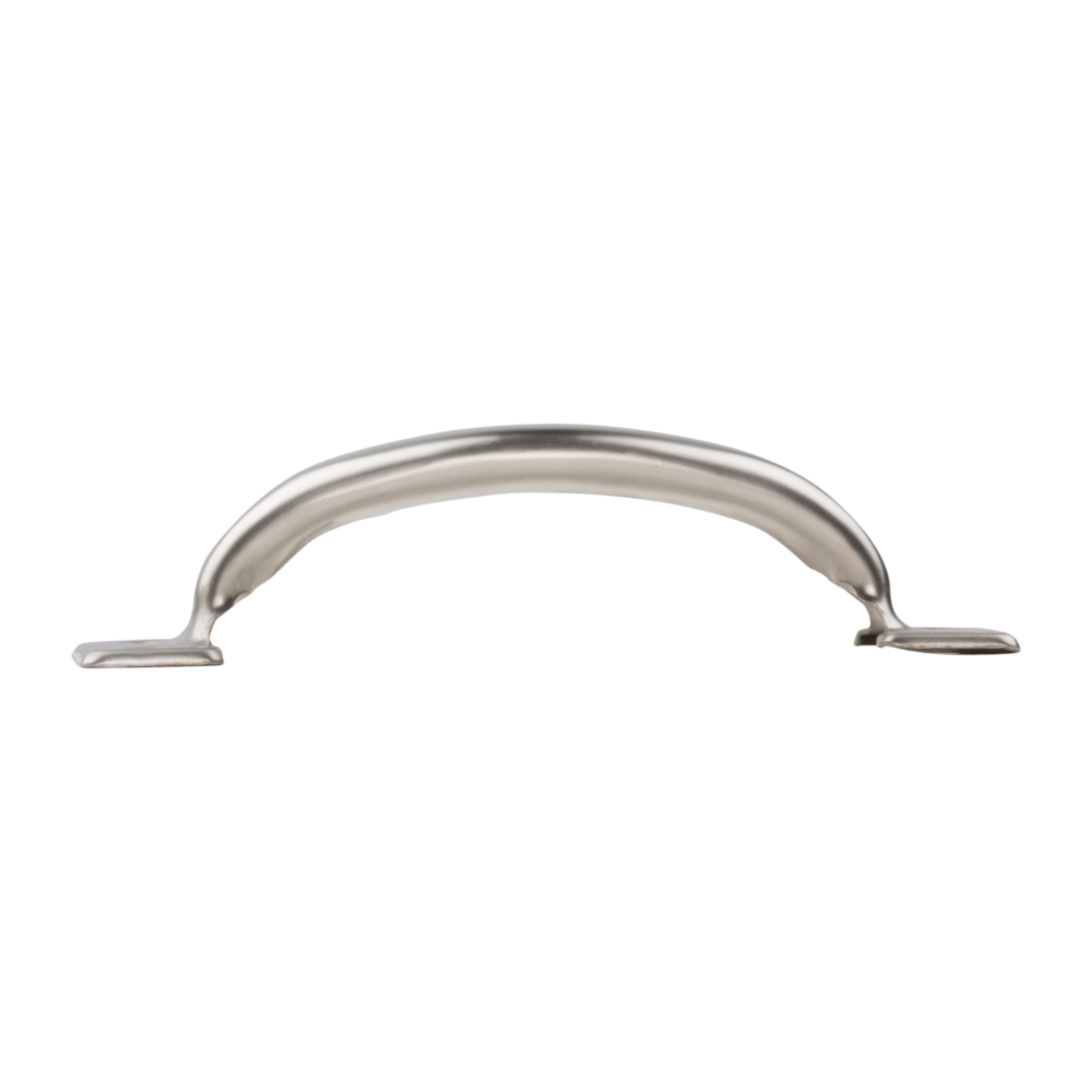 Curved stainless steel utility door pull with corrosion-resistant finish for home improvement and hardware collections