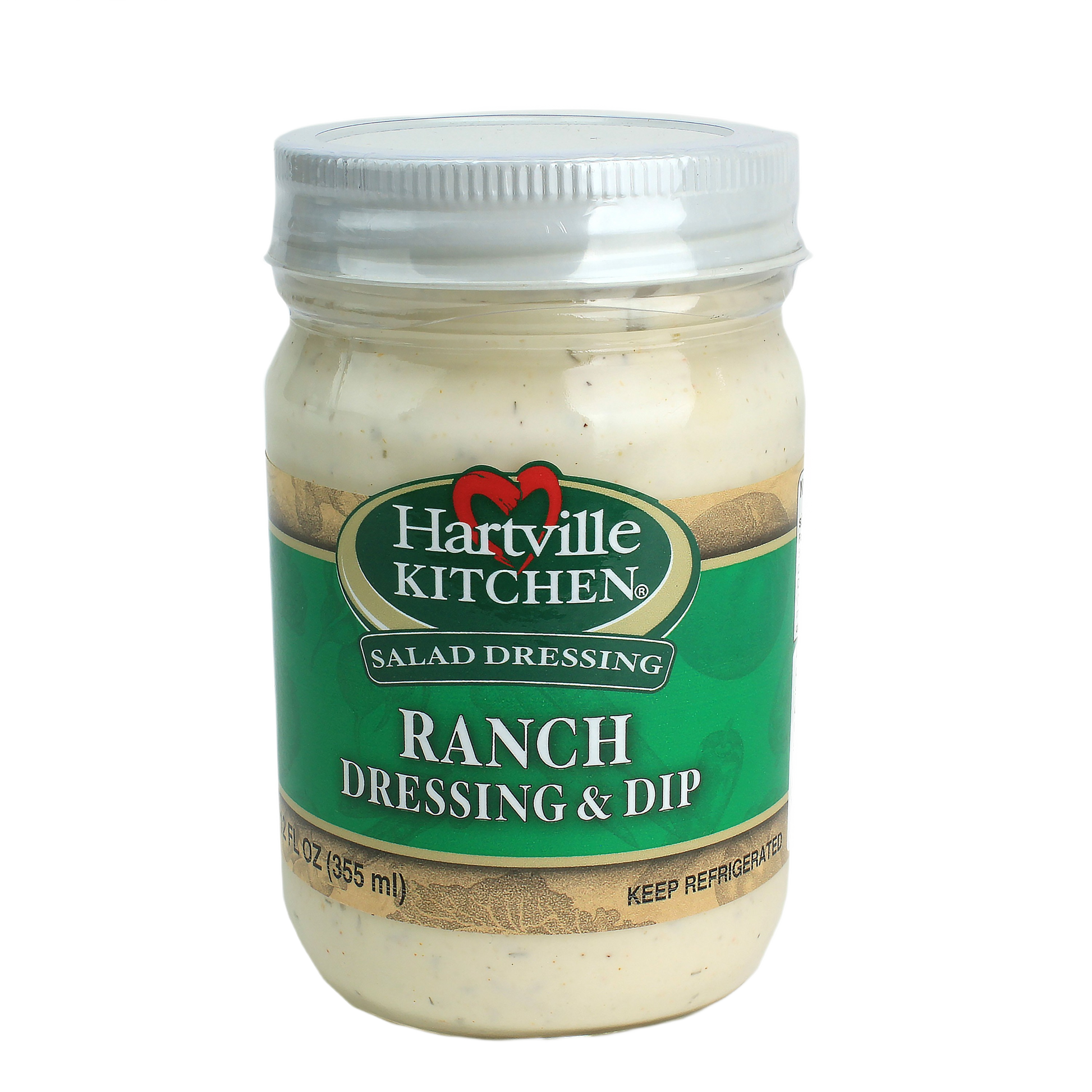 Jar of Hartville Kitchen ranch salad dressing and dip with green label in food and beverage collections