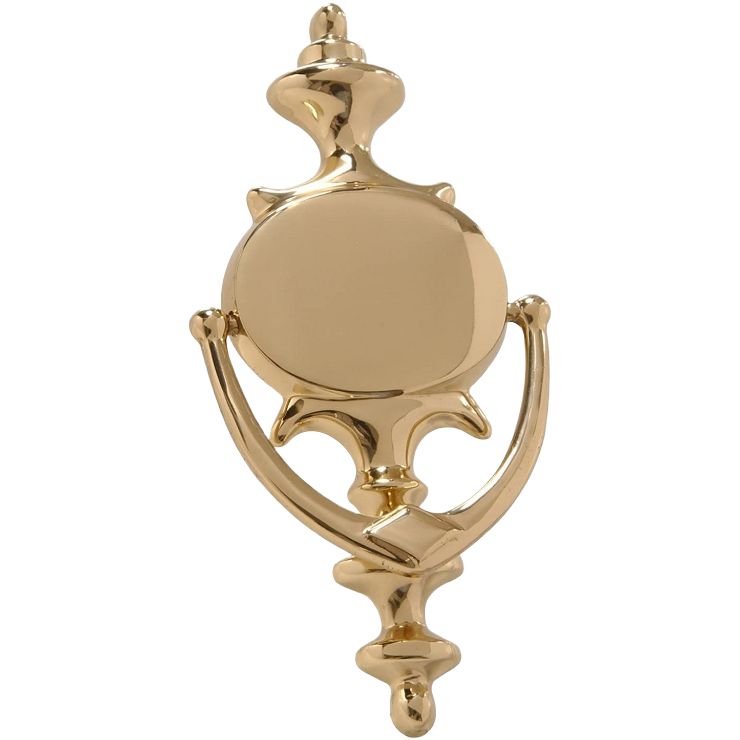Solid brass 8-inch door knocker with bright finish, decorative home hardware under $50 for entryway enhancement