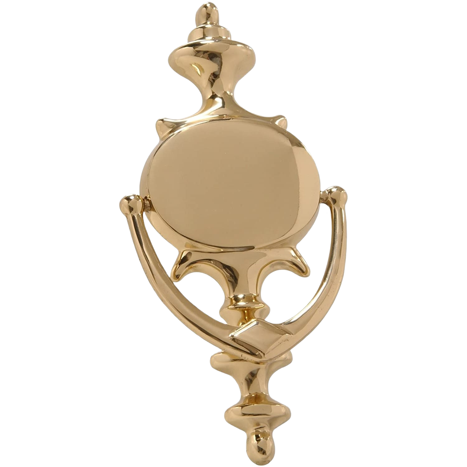 Solid brass 8-inch door knocker with bright finish, decorative home hardware under $50 for entryway enhancement