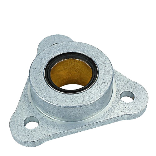 Metal bearing with housing featuring dual mounting holes for secure attachment in tools and home improvement applications