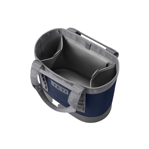 Navy and gray durable carryall bag with open top and reinforced handles in Accessories and Bags collections