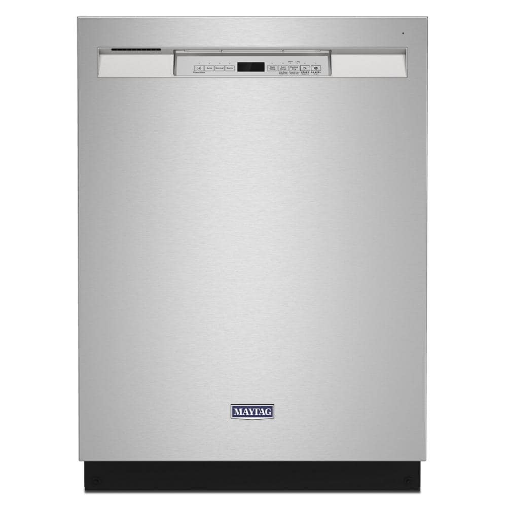 Front control stainless steel dishwasher with dual power filtration in kitchen and appliances collections