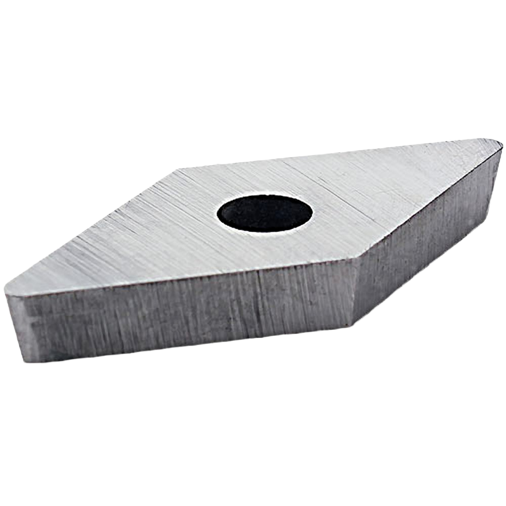 Diamond-shaped tungsten carbide cutter with central hole for turning tools in home improvement tasks