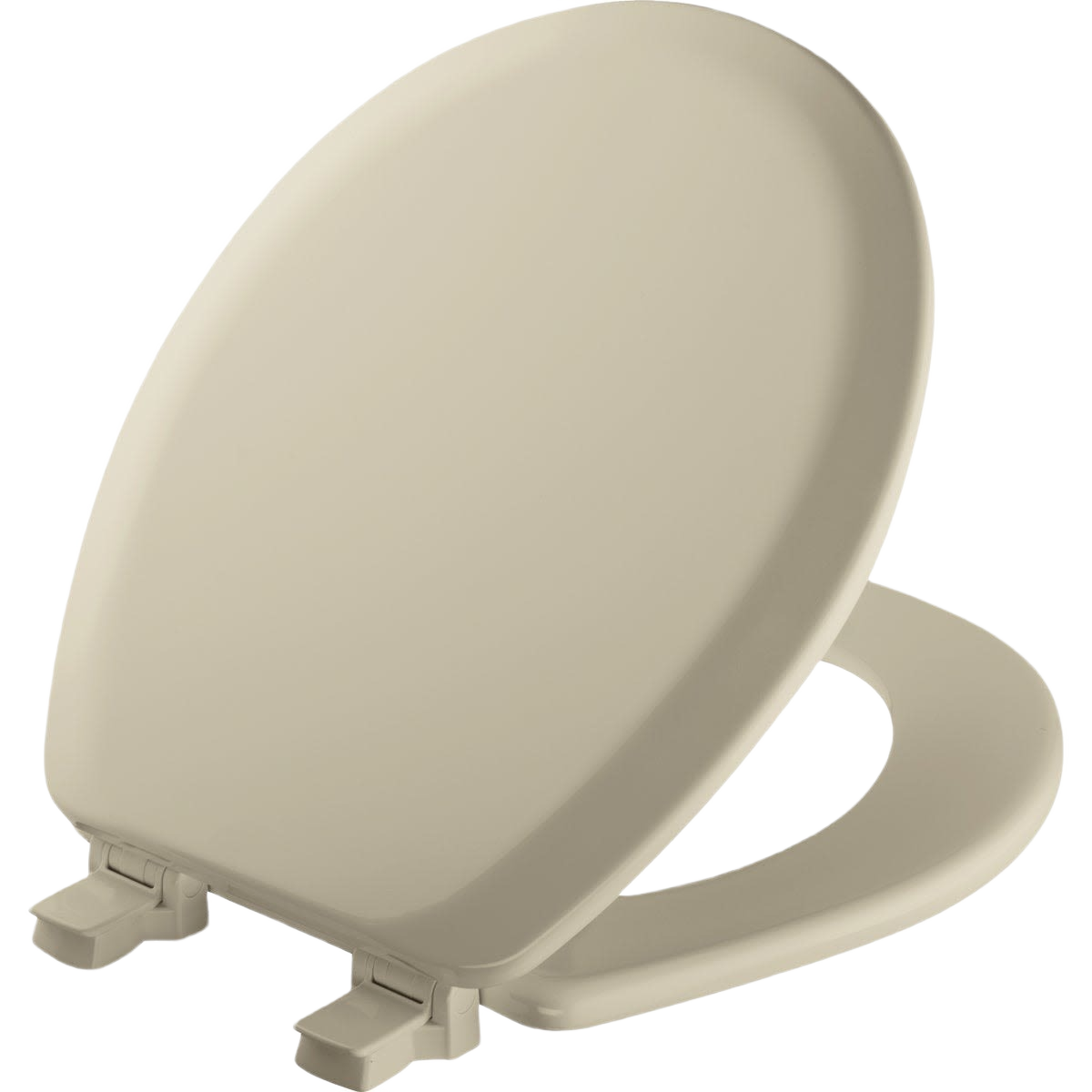 Round bone wood toilet seat with high gloss finish and easy clean hinges for bathroom and toilet seat collections under $50