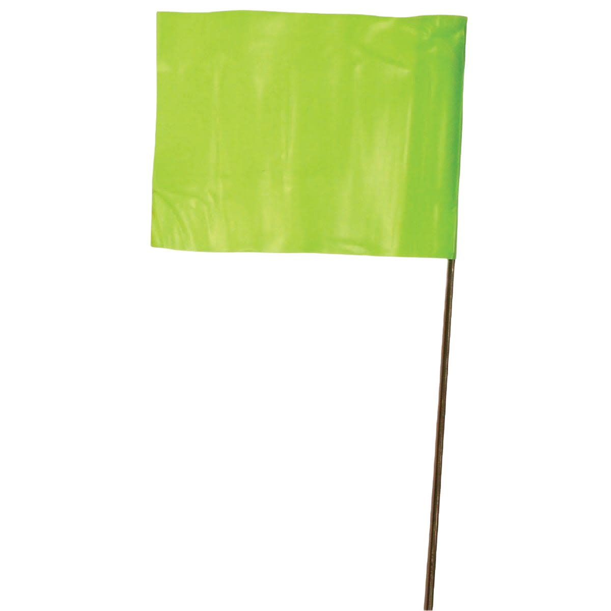 Bright green stake marking flag with steel staff suitable for outdoor marking in hand and measuring tools collections