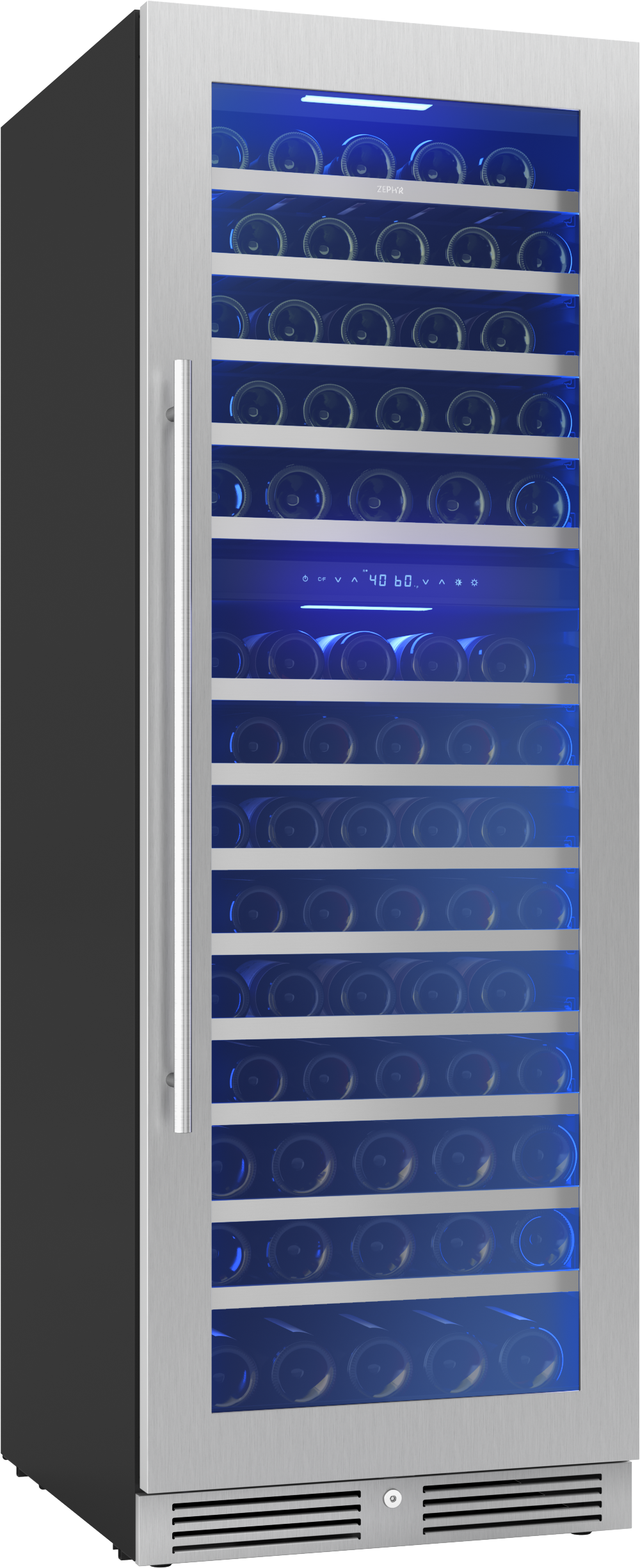 Full-size dual-zone stainless steel wine cooler with glass door and digital controls from Refrigerators and Kitchen & Kitchenware collections